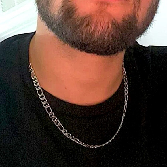 STAINLESS STEEL FIGARO CHAIN LINK NECKLACE - Picture 9 of 16